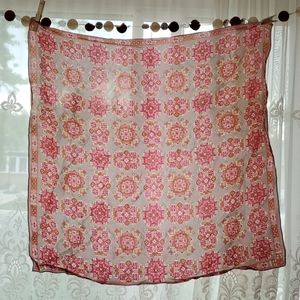 Large gray & pink scarf 26x26"